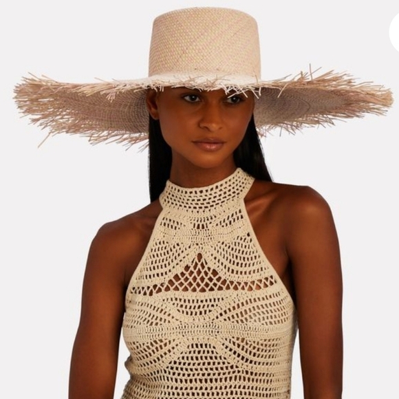 New Eugenia Kim Valentina Frayed Edge Palm Straw Adjustable Nude/Multi Sun Hat main image 12